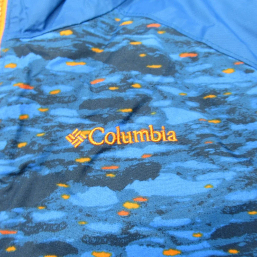 Columbia Jacket Kids Large Blue Thermal Camo Hooded Water‎ Resistant Insulated
